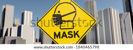 3D illustration, Mask sign in the city Stock fotó © 