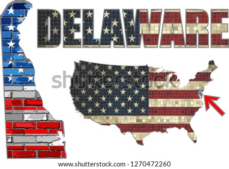 USA state of Delaware on a brick wall - Illustration