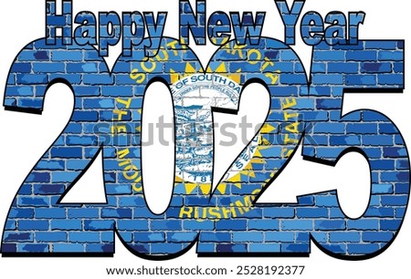 Happy New Year 2025 with South Dakota flag inside - Illustration,
2025 HAPPY NEW YEAR NUMERALS