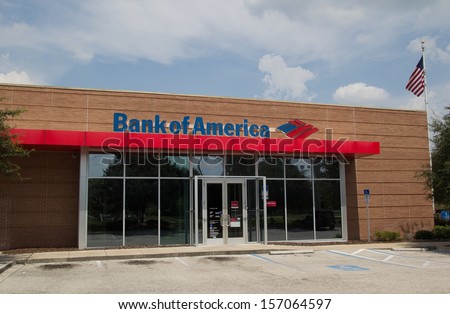JACKSONVILLE, FLORIDA - SEPT 14: A Bank of America bank branch located in Jacksonville, Florida on September 14, 2013. Bank of America is the second largest bank holding company in the US by assets.