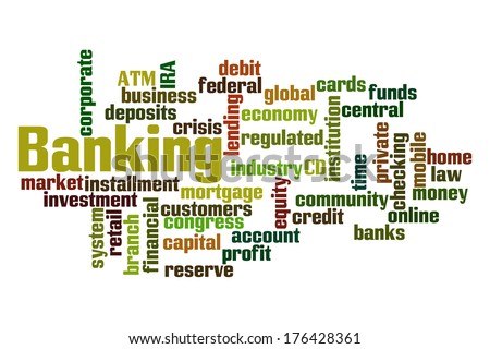 Banking word cloud on white background.