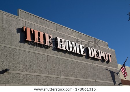 JACKSONVILLE, FL-FEBRUARY 16, 2014: A Home Depot store in Jacksonville. The Home Depot is the largest home improvement retailer in the United States, ahead of rival Lowe\'s.