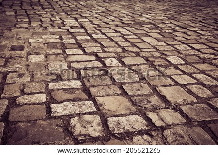 A cobblestone road in Dublin, Ireland.