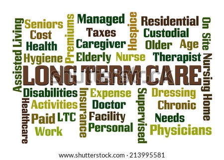 Long Term Care word cloud on white background
