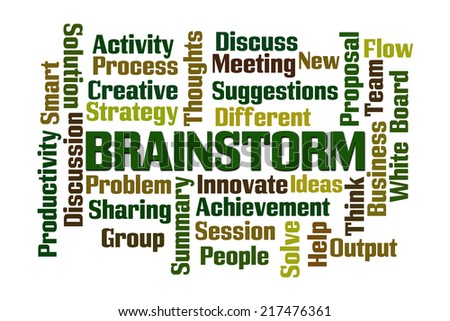Brainstorm word cloud on white background