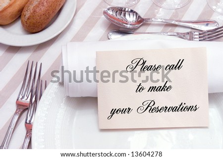 Reservations at a restaurant