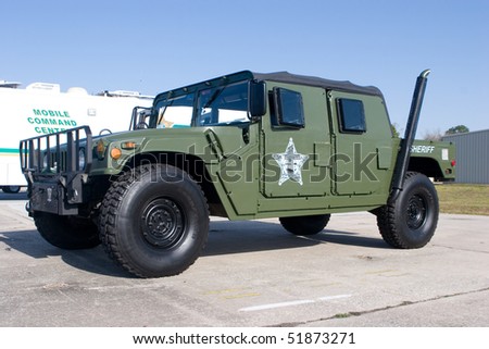 PALM COAST, FLORIDA - MARCH 27: A Humvee from the Flager County Sheriffs Office is on display at the Wings Over Flagler Air Show at the Flagler County Airport on March 27, 2010 in Palm Coast, Florida.