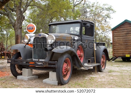 GREEN COVE SPRINGS, FLORIDA - APRIL 3: A 1930 Ford Model A Truck is on display at the Clay County Fair on April 3, 2010 in Green Cove Springs, Florida.