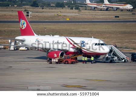 VALENCIA, SPAIN - JUNE 25: India´s Kingfisher Airlines have joined the oneworld alliance to answer the rising demand of global travel. A Kingfisher aircraft on June 25, 2010 in Valencia, Spain.