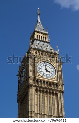 Close up of Big Ben in London, England.