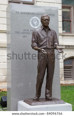 ATLANTA, GA - AUG 7: A statue of President Jimmy Carter on the lawn of the Georgia State Capitol Building on August 7, 2011 in Atlanta, Georgia. Carter was the 39th President of the the United States.
