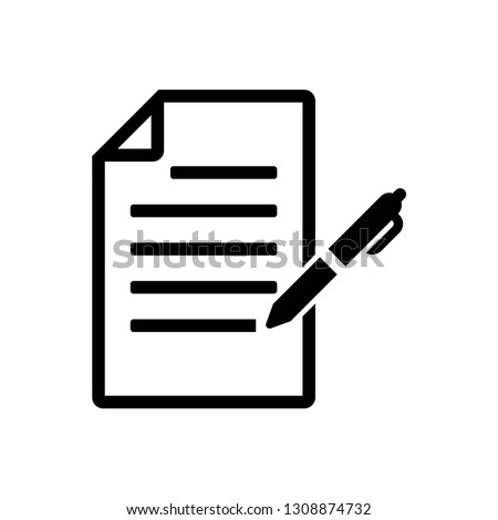document with pen icon symbol vector. on white background