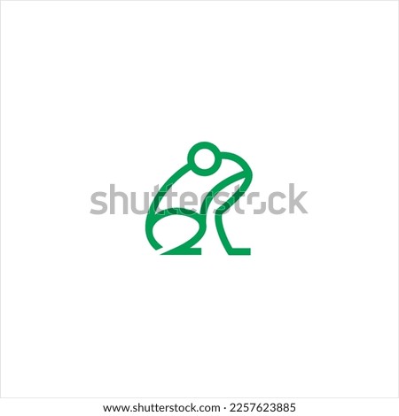 Frog simple minimalistic stylized, Line icon and colored version, toad vector illustration.