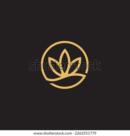 cannabis abstract minimalist gold line logo of a cannabis leaf for your brand.