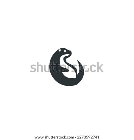 otter logo is shaped with lines forming a stylized otter  from profile view in a black color, creating a stylized black otter logo.