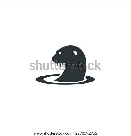 otter logo is shaped with lines forming a stylized otter  from profile view in a black color, creating a stylized black otter logo.