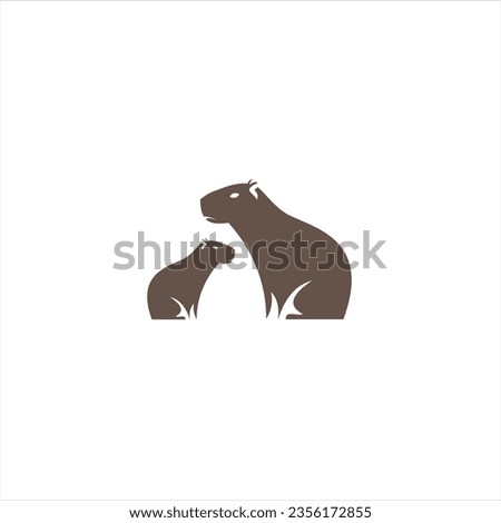 Capybara logo design, perfect for a modern company. The capybara is an animal known for staying in water .