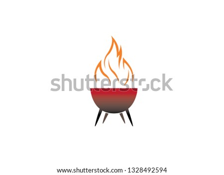 barbecue grills with fire for logo design