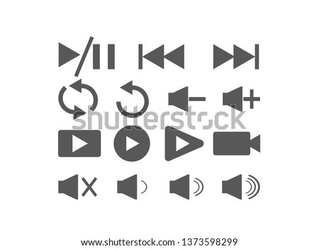 Set of video icons for logo design illustrator, play and pause and repet symbol