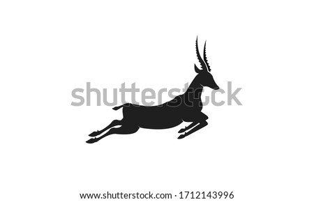 Gazelle vector icon silhouette jump black antelope. Ghazal run vector stand side view illustration isolated on white background