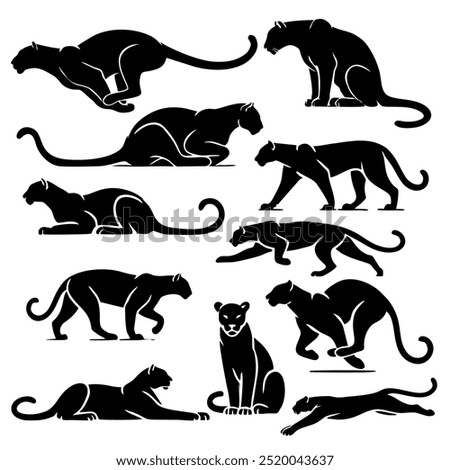 Dynamic panther Silhouette Set for Creative Projects