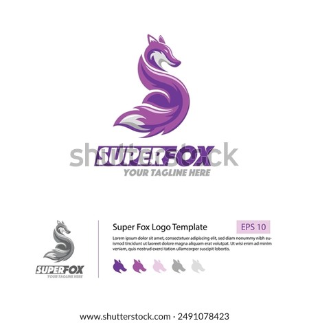 Super Fox log template with a fox icon colored in purple and letter S initial.