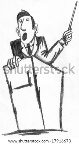A man is making a speech - Hand Drawn illustration