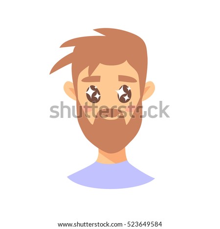 Cute male emoji character. Cartoon style emotion icon. Isolated boys avatar with smiling facial expression. Flat illustration men's emotional face. Hand drawn vector drawing emoticon