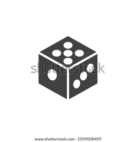 Dice icon vector, filled flat sign, solid pictogram isolated on white. Casino, gambling symbol, logo illustration.