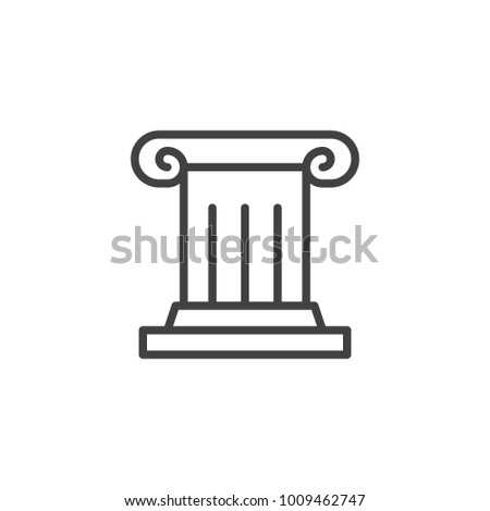 Antique column line icon, outline vector sign, linear style pictogram isolated on white. Pillar, Ionic column symbol, logo illustration. Editable stroke