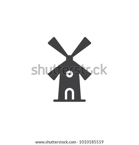 Mill icon vector, filled flat sign, solid pictogram isolated on white. Windmill symbol, logo illustration.