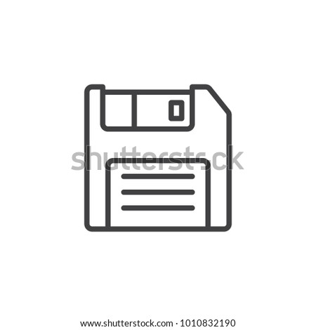 Floppy disc line icon, outline vector sign, linear style pictogram isolated on white. Diskette, Save symbol, logo illustration. Editable stroke