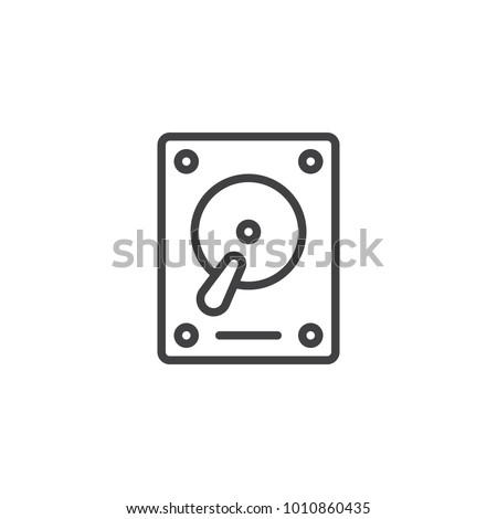 HDD line icon, outline vector sign, linear style pictogram isolated on white. Hard drive disk symbol, logo illustration. Editable stroke
