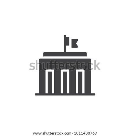 City hall building icon vector, filled flat sign, solid pictogram isolated on white. Capitol symbol, logo illustration.