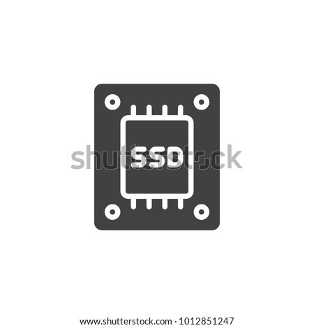 SSD drive icon vector, filled flat sign, solid pictogram isolated on white. Solid state drive symbol, logo illustration.