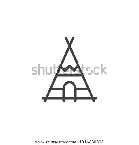 Indian tepee line icon, outline vector sign, linear style pictogram isolated on white. Wigwam symbol, logo illustration. Editable stroke