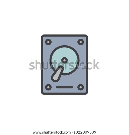 HDD filled outline icon, line vector sign, linear colorful pictogram isolated on white. Hard drive disk symbol, logo illustration. Pixel perfect vector graphics