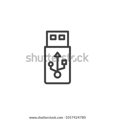 USB Flash Drive outline icon. linear style sign for mobile concept and web design. Information transfer and storage device simple line vector icon. Symbol, logo illustration. Pixel perfect vector