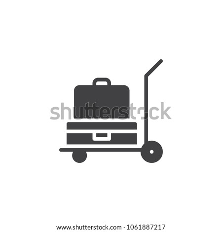 Luggage trolley vector icon. filled flat sign for mobile concept and web design. Baggage trolley cart simple solid icon. Symbol, logo illustration. Pixel perfect vector graphics