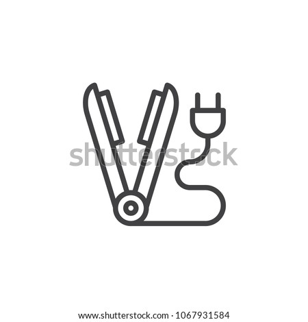 Hair straightener outline icon. linear style sign for mobile concept and web design. Barbershop simple line vector icon. Symbol, logo illustration. Pixel perfect vector graphics