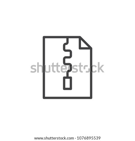 zip folder file outline icon. linear style sign for mobile concept and web design. Archive file line vector icon. Symbol, logo illustration. Pixel perfect vector graphics