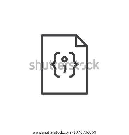 Json file format outline icon. linear style sign for mobile concept and web design. simple line vector icon. Symbol, logo illustration. Pixel perfect vector graphics