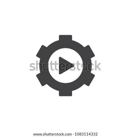 Video Gear vector icon. filled flat sign for mobile concept and web design. Play Settings simple solid icon. Symbol, logo illustration. Pixel perfect vector graphics