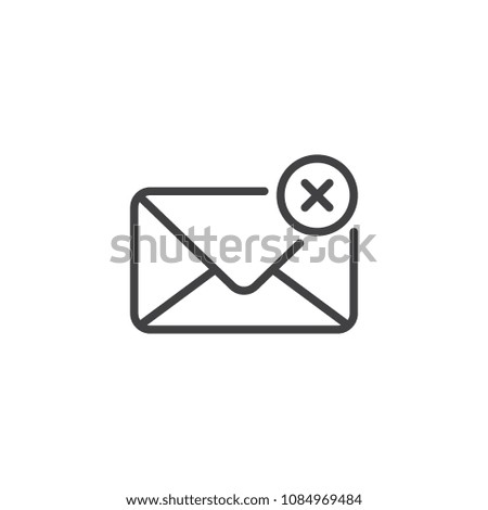 Delete e-mail outline icon. linear style sign for mobile concept and web design. Mail Denied simple line vector icon. Symbol, logo illustration. Pixel perfect vector graphics
