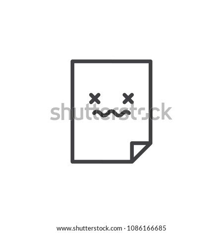 Corrupted file document outline icon. linear style sign for mobile concept and web design. Bad file simple line vector icon. Symbol, logo illustration. Pixel perfect vector graphics