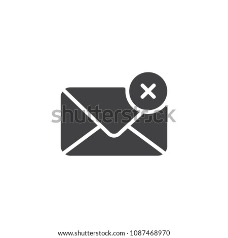 Delete e-mail vector icon. filled flat sign for mobile concept and web design. Mail Denied simple solid icon. Symbol, logo illustration. Pixel perfect vector graphics