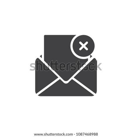 Envelope error mail vector icon. filled flat sign for mobile concept and web design. Open envelope with failure cross email simple solid icon. Symbol, logo illustration. Pixel perfect vector graphics