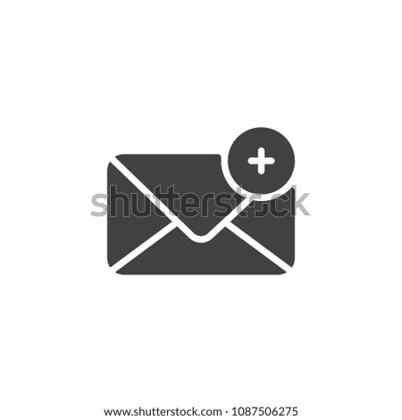 New e-mail message vector icon. filled flat sign for mobile concept and web design. Mail Message Plus Add simple solid icon. Symbol, logo illustration. Pixel perfect vector graphics