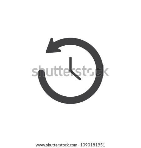 Time back vector icon. filled flat sign for mobile concept and web design. Clock with undo arrow simple solid icon. History symbol, logo illustration. Pixel perfect vector graphics