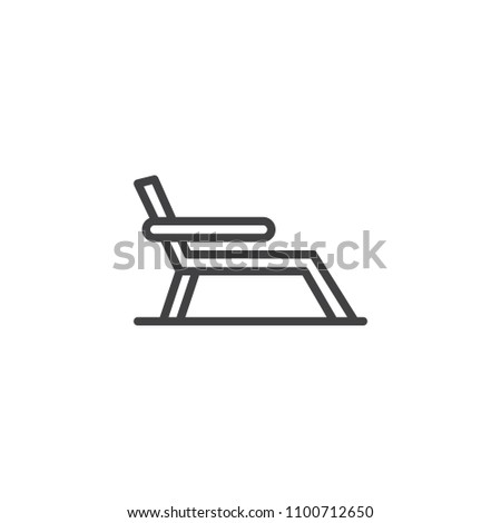 Beach chair outline icon. linear style sign for mobile concept and web design. deck chair simple line vector icon. Sun lounger Symbol, logo illustration. Pixel perfect vector graphics